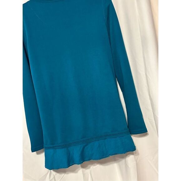GREAT CONDITION SOFT SURROUNDINGS TURQUOISE Soft Knit Top Tunic Sz small - Picture 4 of 7